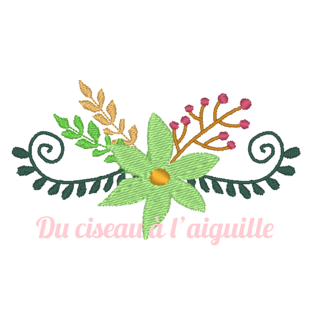 fichier broderie fleurs vintage - Cadre 10x10 / 12 Formats