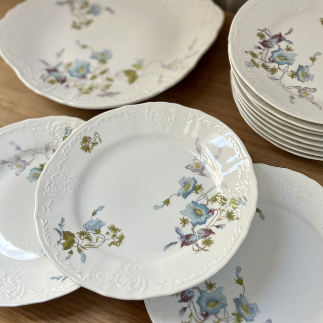 Service à dessert Bernadotte Czechoslowakia (10 assiettes + 1 plat à gâteau) 