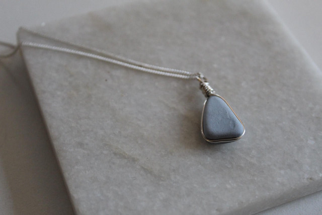 Pastel blue seapottery necklace