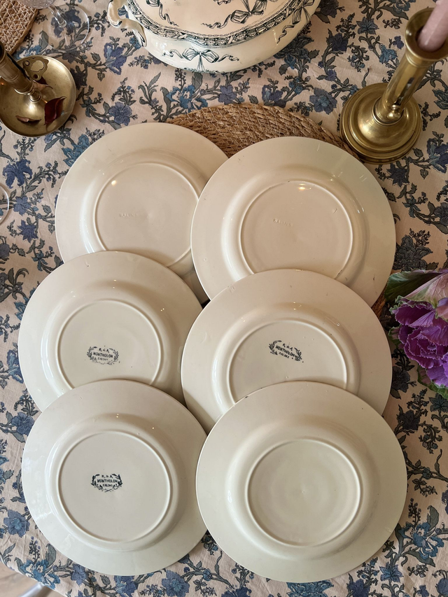 MONTHOLON - Suite de 6 assiettes plates manufacture des Salins - Terre de Fer