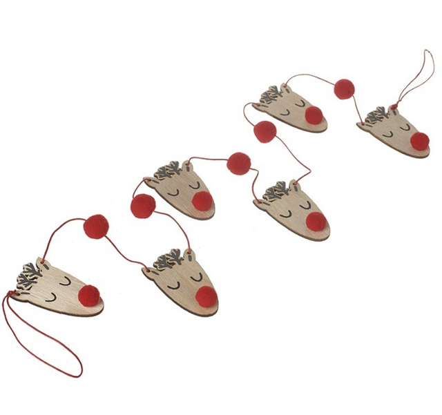 Wooden Deer Head Garland