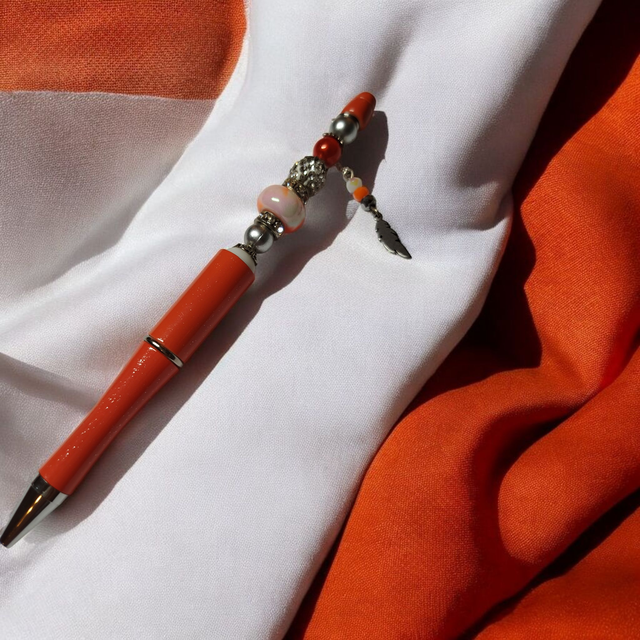 Stylo perles orange