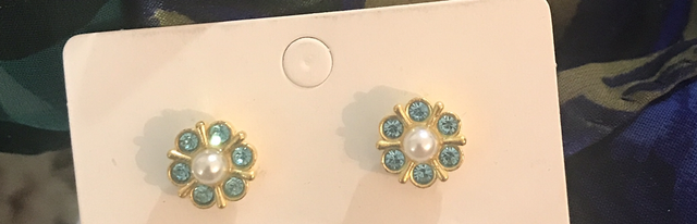 Blue Pearl Stone Stud Earrings - STU102