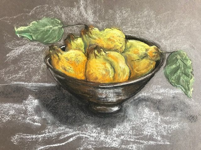 RK70 Bowl of Quinces by Ruth Kirkby, 20 x 28 cm Pastels