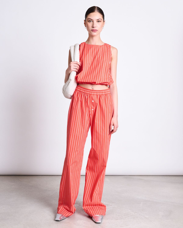 JAN 'N JUNE COTTON TOP AMALIEN CHERRY RED WHITE STRIPED