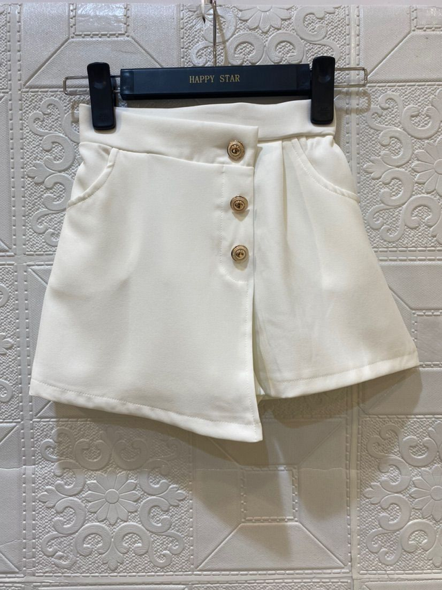 Jupe Short Enfant Blanc Boutons Dorés 