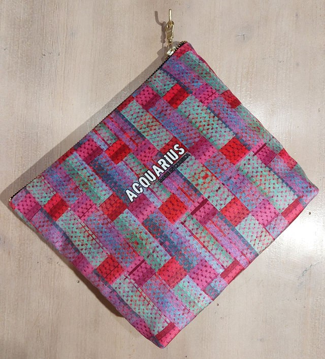 Madras Rose. Pochette et trousse en velours.