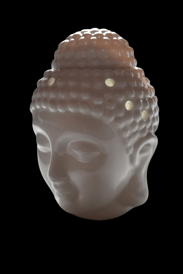 Brûle-Parfum Tête de Bouddha – "Sérénité Éternelle" (Blanc)
