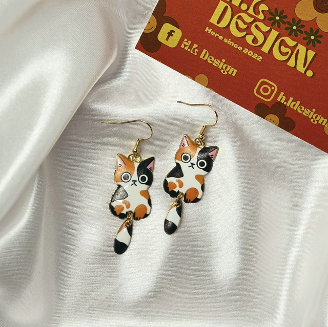Ginger and Black Cat Earrings