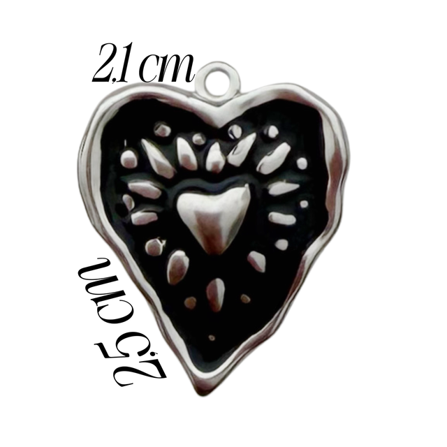 Charm cuore irregolare nero 