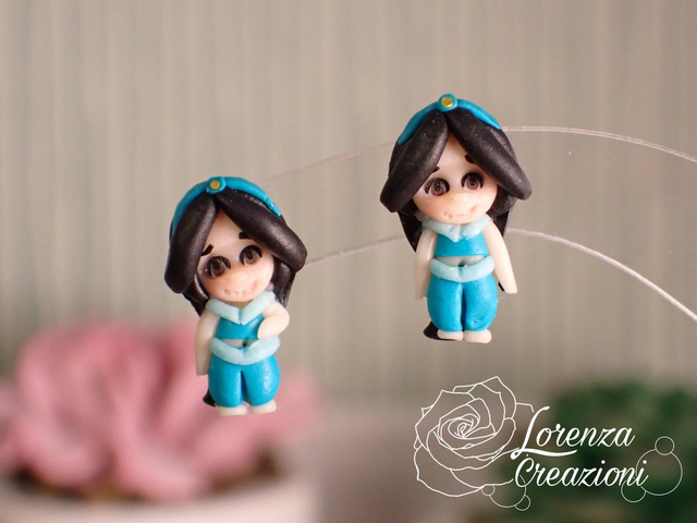 Orecchino a lobo modellato a mano artigianalmente, principessa Jasmine