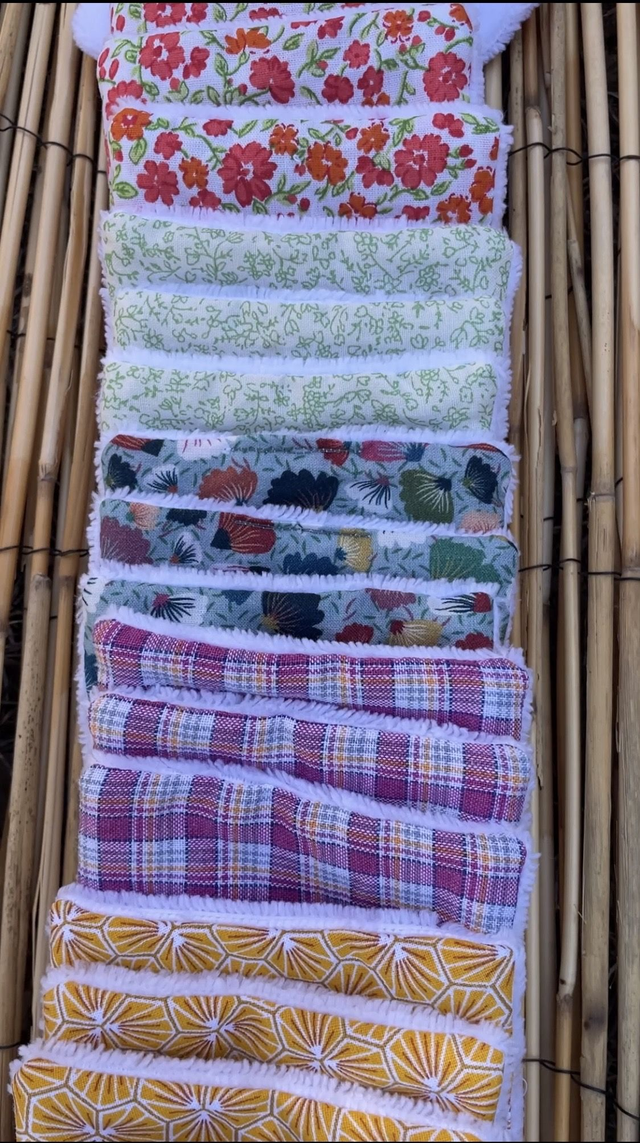 Lingettes démaquillantes lavables. Carrés visage réutilisables. Zéro déchet 