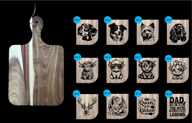 Laser Engraved Acacia Charcuterie Board