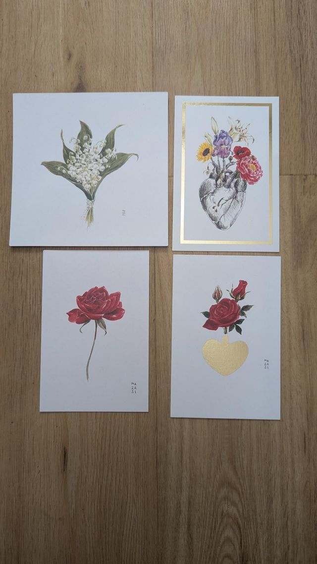 Lot n°1 de cartes avec défauts -fleurs