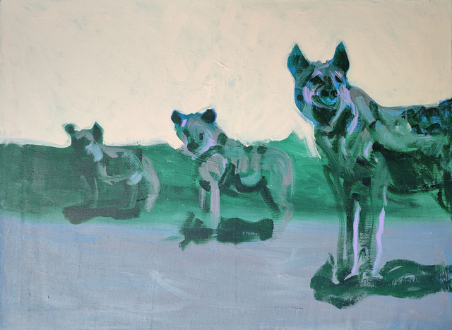 Trzy psy, 80x100 akryl płótno 2024