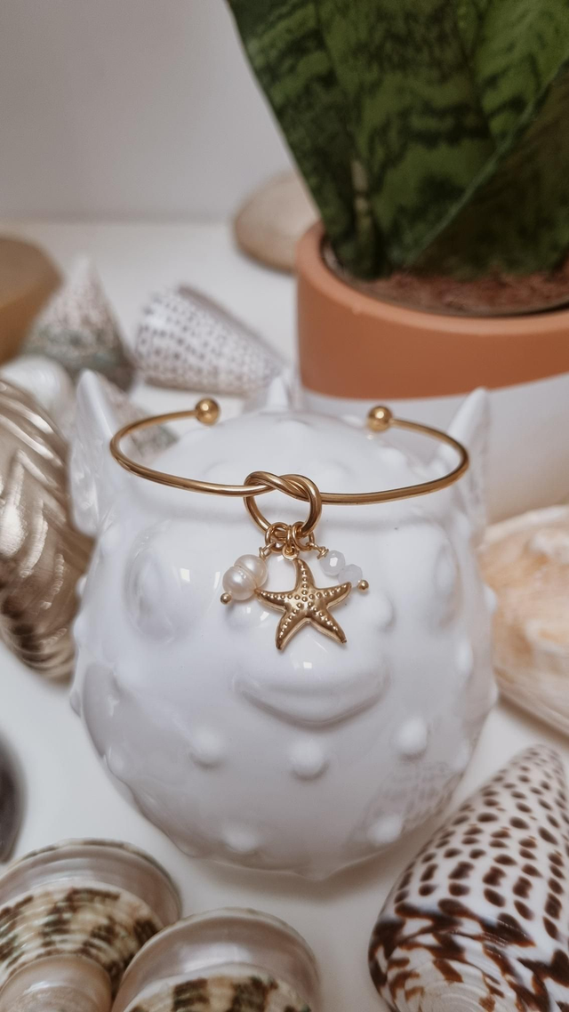 Jonc acier doré - étoile de mer 12