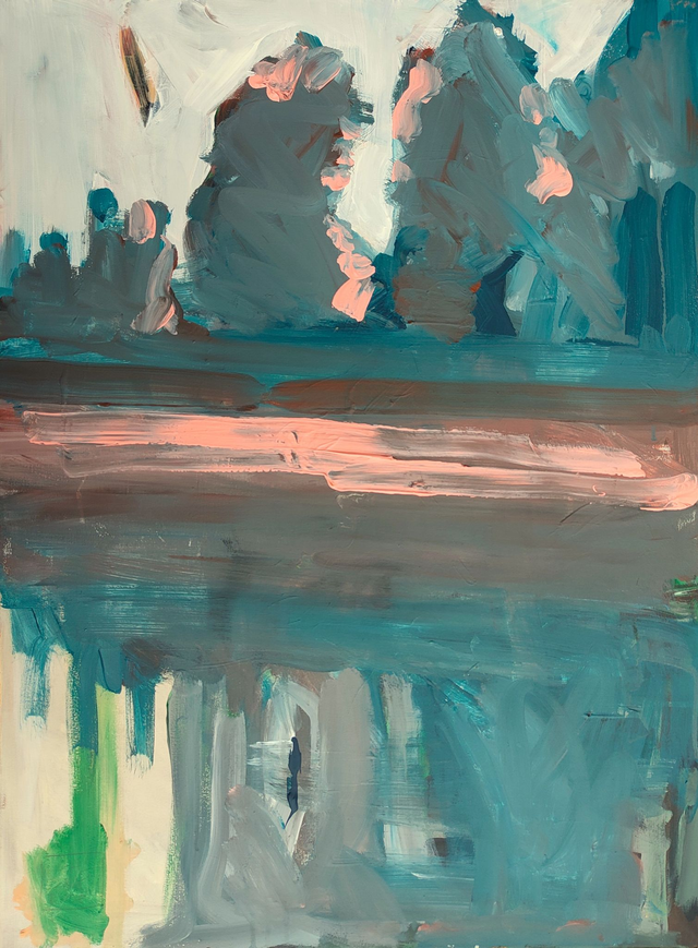 Topole nad wodą, 81x60 akryl płótno 2023