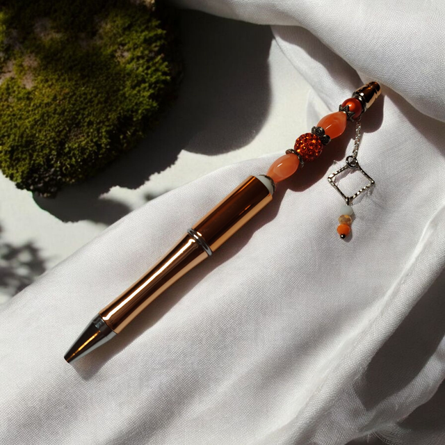 Stylo perles orange