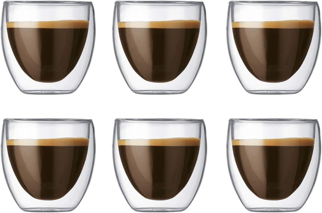 Pavina - Coffret de 6 Verres Double Paroi - 0.08 l, Transparent - Bodum