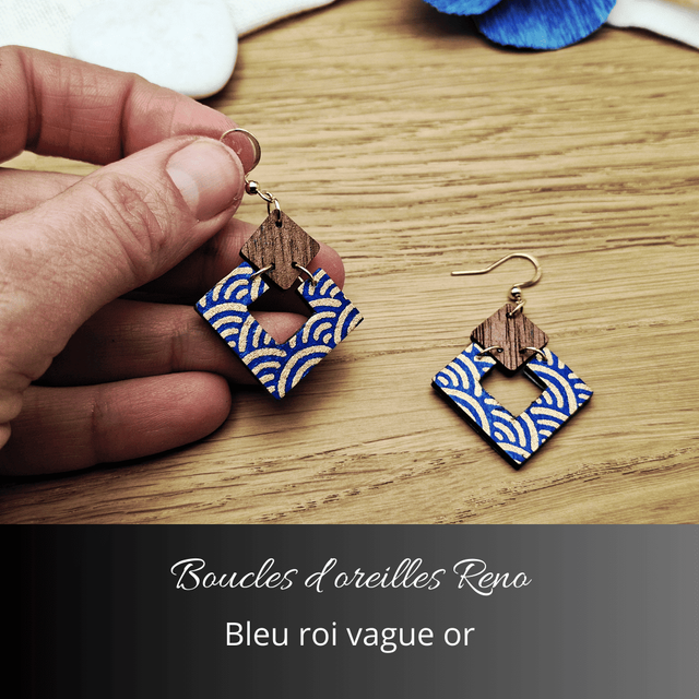 Boucles d'oreilles Reno - Bleur roi vague or