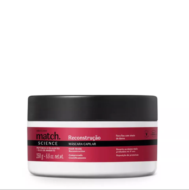 MÁSCARA CAPILAR MATCH SCIENCE RECONSTRUÇÃO, 250G O Boticário