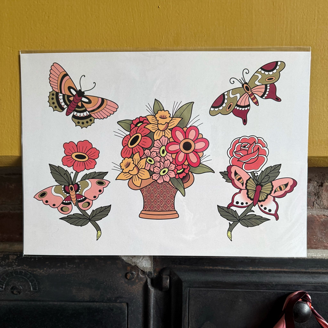 Flowers &amp; Butterflies Print