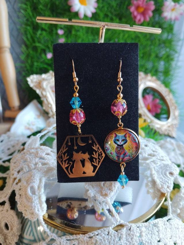 boucles d'oreilles chat