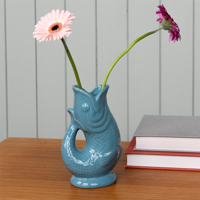 Ceramic Fish Vase - Aqua Blue