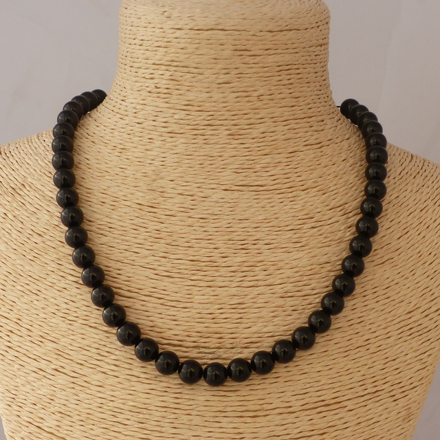 Tourmaline Noire / Collier de Perles en 8 mm / Boules en Pierres Naturelles Rondes et Polies