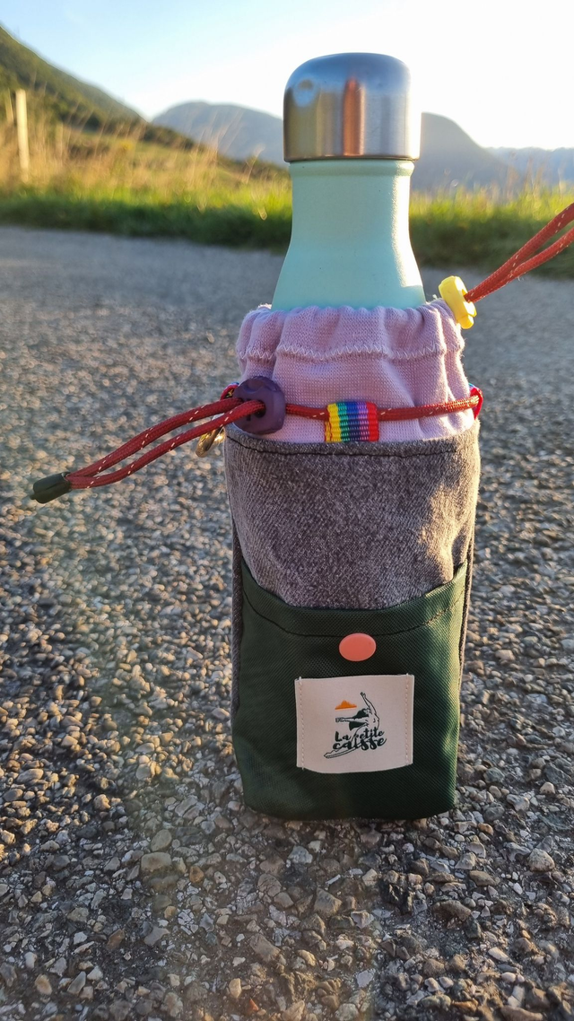 Porte-gourde upcyclé jeans, lilas