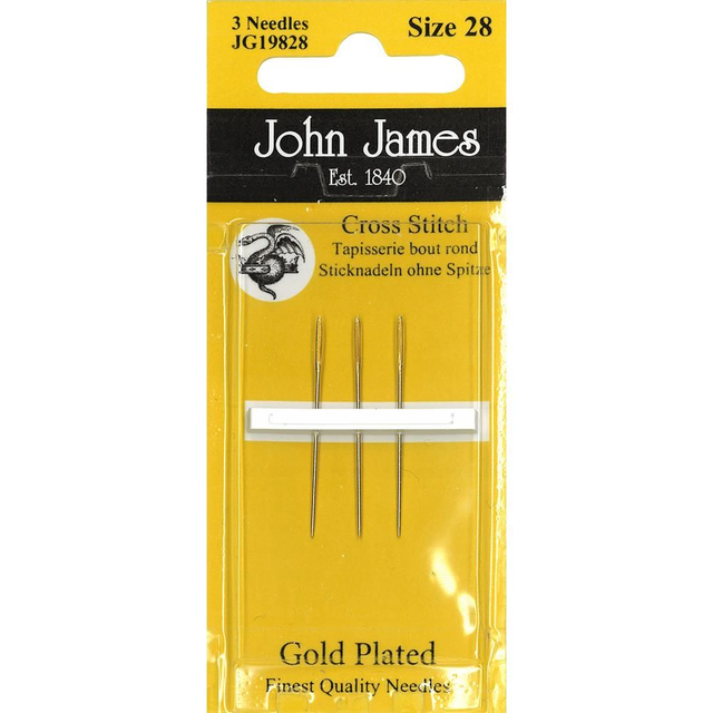 John James, Tapestry Needles, Gold Plated, Size 28, 3 pcs., JG19828