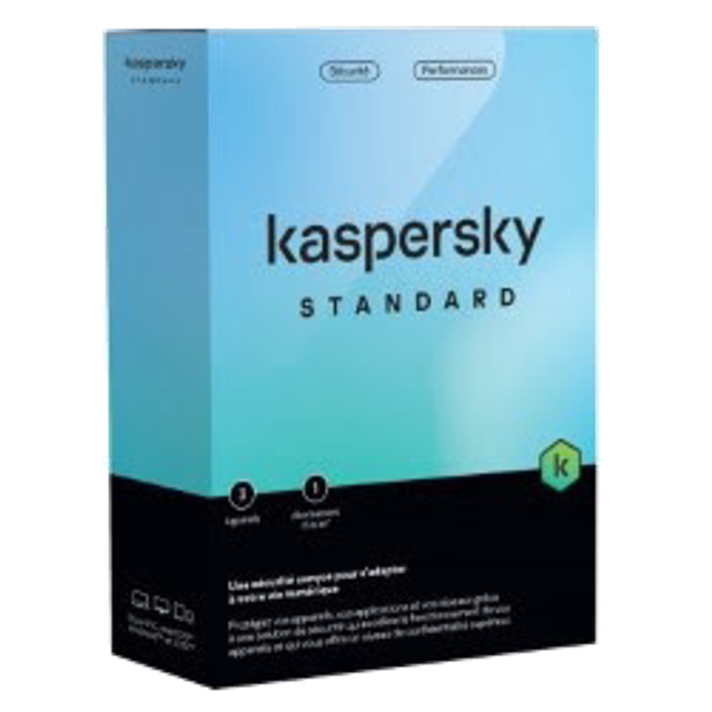 Logiciel sécurité Kaspersky - Antivirus Standard Boîte - 1 An / 3 PC