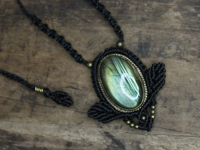 Labradorit Makramee Kette [KM0010]