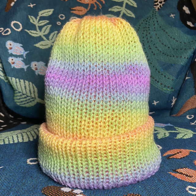 Pastel rainbow reversible beanie