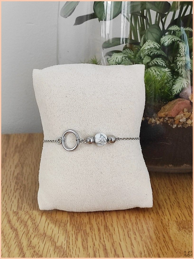 Bracelet chaîne perle solitaire - Howlite 