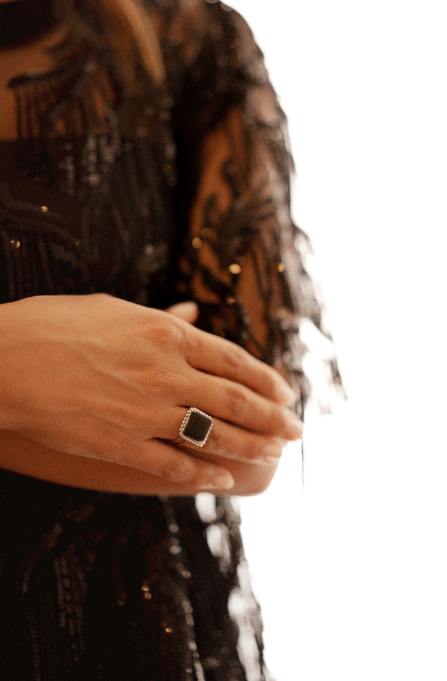Ring with Polymer Clay ~ Silver Iris