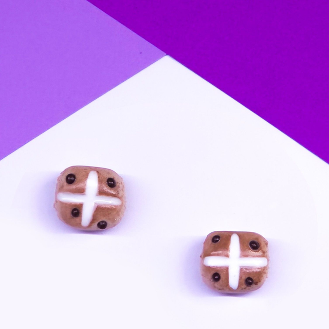 Hot Cross Bun Studs