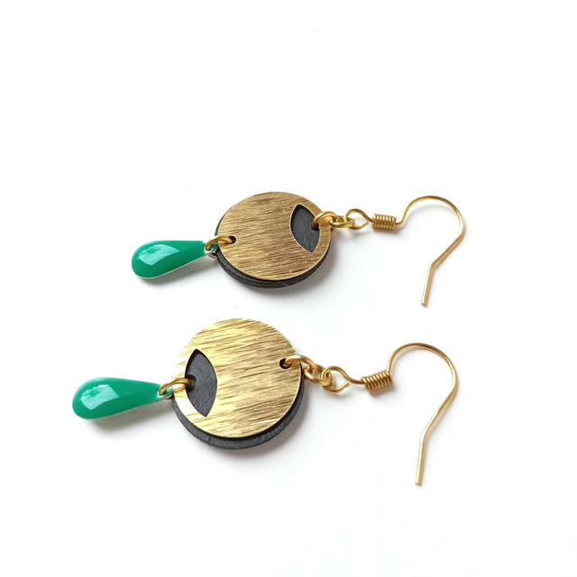 Boucles d'Oreilles Upcyclées en Chambre à air Recyclée - Géométriques