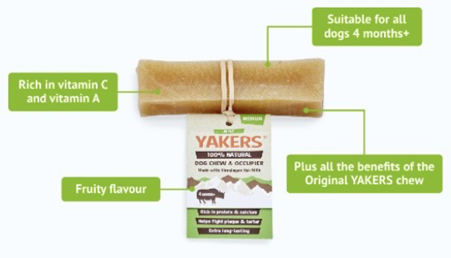 Yakers 100% Natural, long lasting dog chew Apple-Medium size