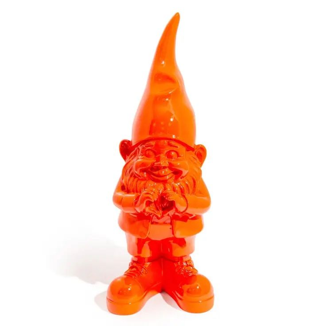 Medium Bright Orange &quot;Heart Hands&quot; Gnome Figure
