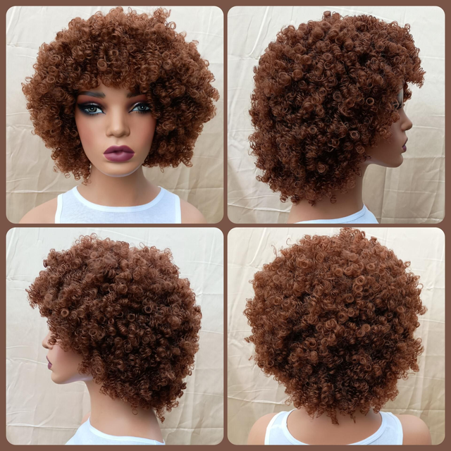 Full Body Afro Kinky Synthetic Wig in Black, Grey, Brown, Burgundy
