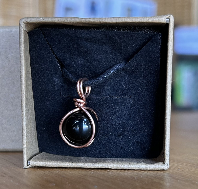 Obsidian Copper Wrapped Adjustable Necklace