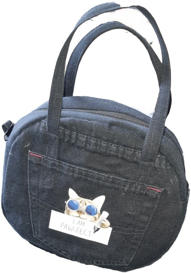 SAC A MAIN JEANS NOIR CHAT