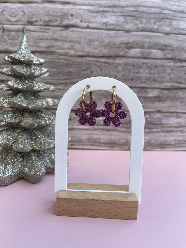 Pampilles marguerites paillettes roses