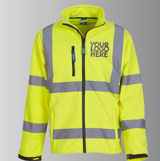 Personalised Hi-Vis Softshell Jacket – Custom Text & Logo | Unisex Workwear