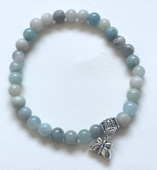 B44- Bracelet amazonite et charms en métal
