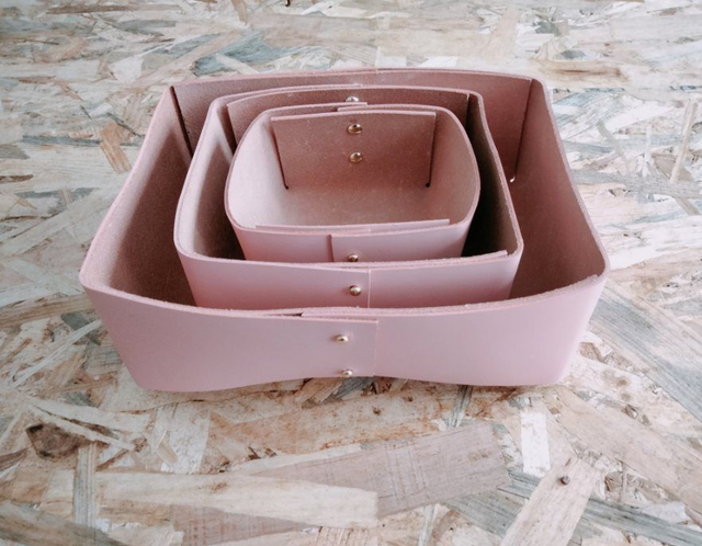 Set accessoires de bureau en cuir 4 pièces