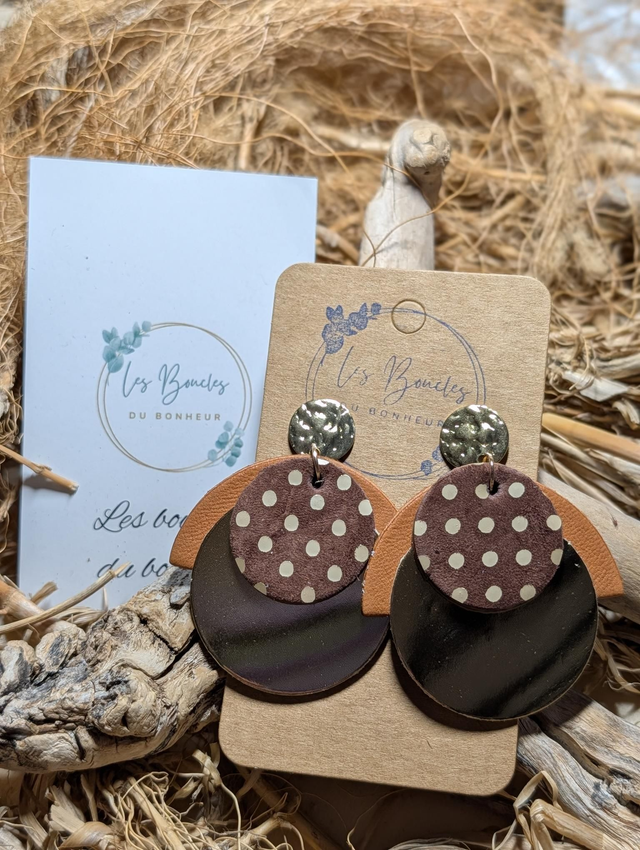 Boucles d'oreilles Nado camel marron glacé na001