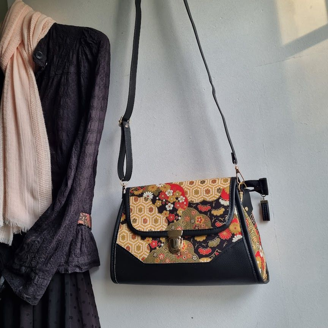 Sac cartable fermeture zippée "Yosetsu" simili cuir noir