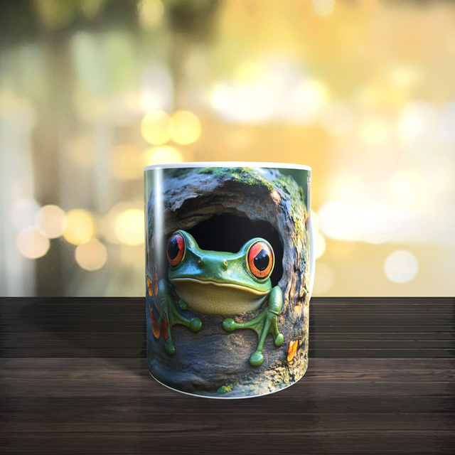 Mug grenouille et papillons 